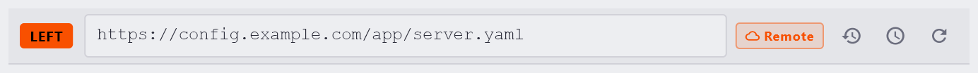 A path bar after a successful remote fetch, showing the Remote badge