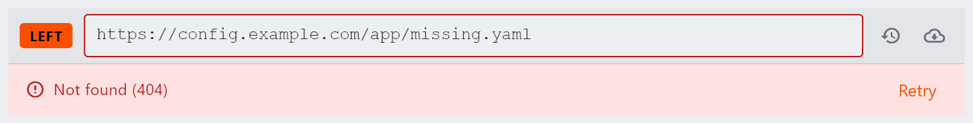 A path bar showing a remote fetch error with a Retry button