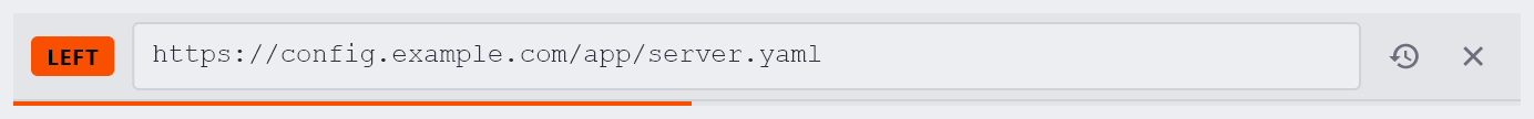 A path bar fetching a remote file, with a progress bar and Cancel button